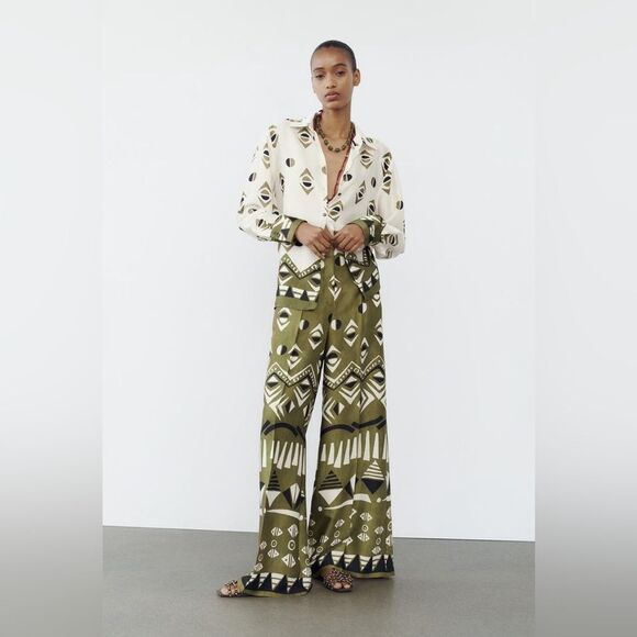 Zara Limited Edition Wide Leg Satin Pants - Size Small - Picture 1 of 7